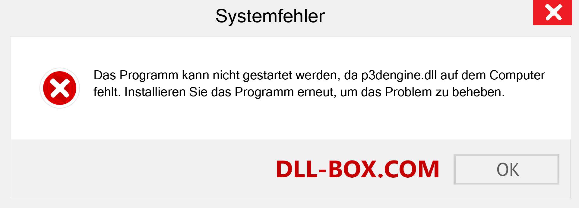 p3dengine.dll-Datei fehlt?. Download für Windows 7, 8, 10 - Fix p3dengine dll Missing Error unter Windows, Fotos, Bildern