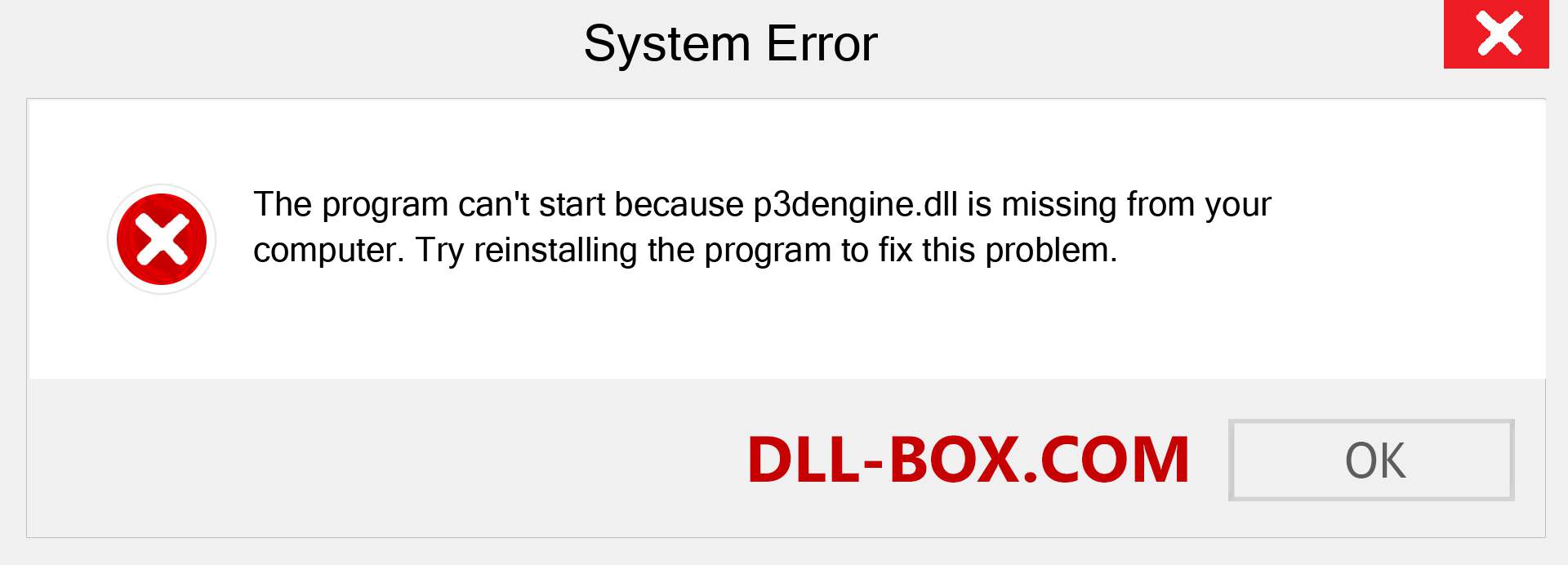  p3dengine.dll file is missing?. Download for Windows 7, 8, 10 - Fix  p3dengine dll Missing Error on Windows, photos, images